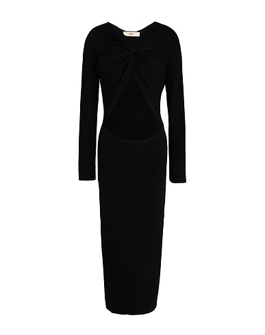 AKEP Midi dress Black 52% Viscose, 26% Polyester, 22% Polyamide