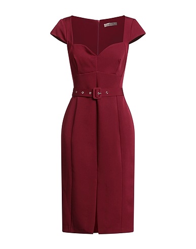 RINASCIMENTO Midi dress Burgundy 90% Polyester, 10% Elastane