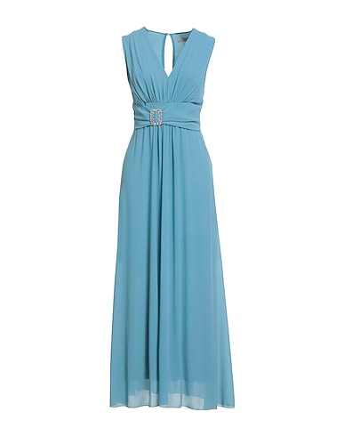 RINASCIMENTO Long dress Light blue 100% Polyester