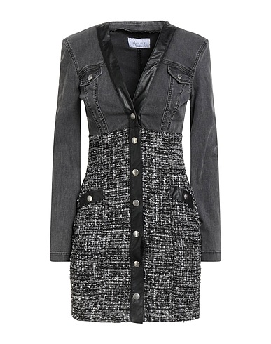 GAëLLE Paris Denim dress Black 97% Cotton, 3% Elastane, Polyurethane, Viscose, Polyester