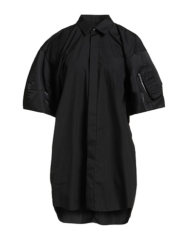 SACAI Shirt dress Black 65% Polyester, 35% Cotton, Nylon