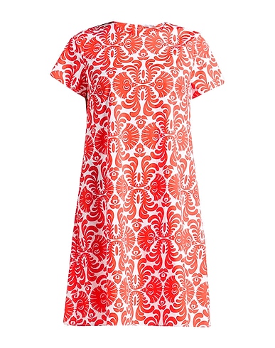 CALIBAN Short dress Red 97% Cotton, 3% Elastane