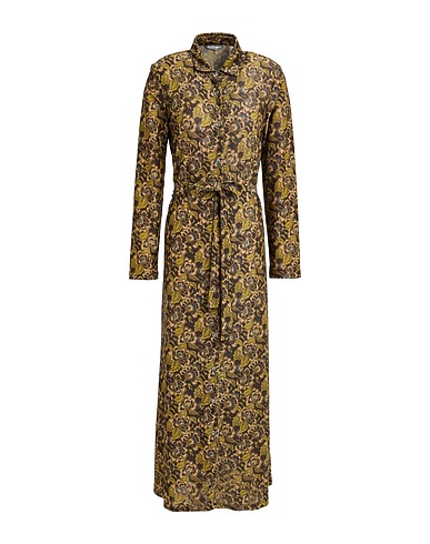 CALIBAN Midi dress Military green 60% Cotton, 20% Metallic Polyester, 15% Polyamide, 5% Elastane
