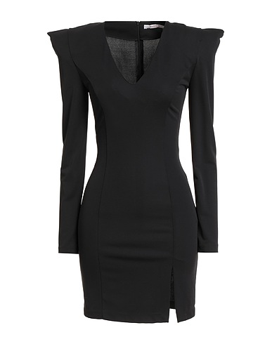 WHITE WISE Sheath dress Black 94% Polyester, 6% Elastane