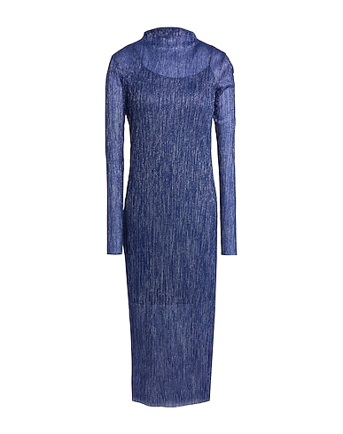 HUGO Midi dress Blue 85% Polyester, 15% Metallic fiber