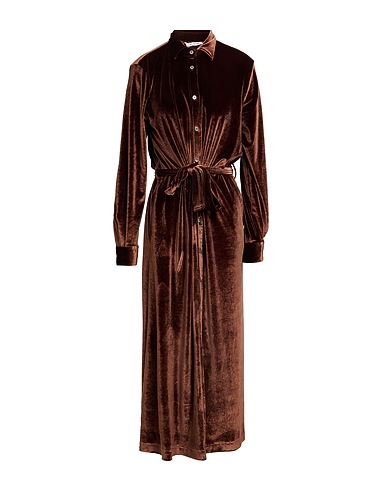 CALIBAN Long dress Chocolate brown 92% Polyester, 8% Elastane