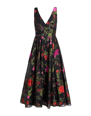ERDEM Midi dress NERO 32% Cotton, 27% Linen, 26% Silk, 15% Acetate