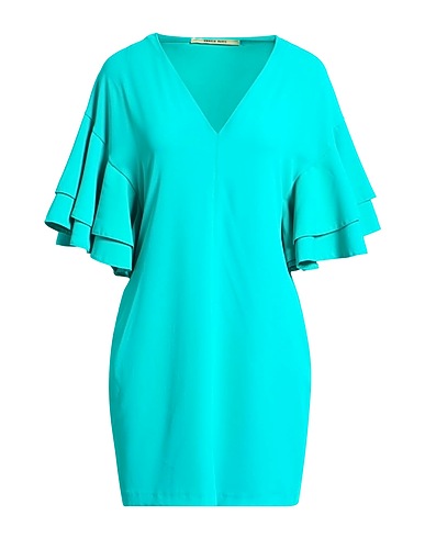 ANGELA DAVIS Short dress Turquoise 95% Polyester, 5% Elastane