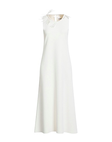JIL SANDER Μίντι φόρεμα Off white 94% Βισκόζη, 6% Πολυεστέρας, Φτερά στρουθοκαμήλου