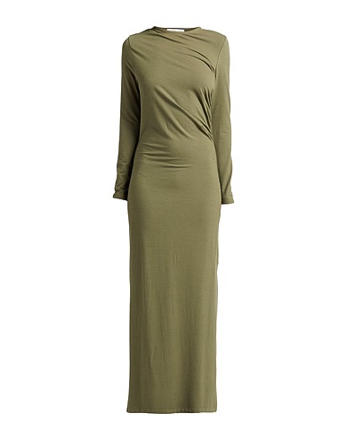 CARACTÈRE Long dress Military green 80% Viscose, 14% Wool, 6% Elastane