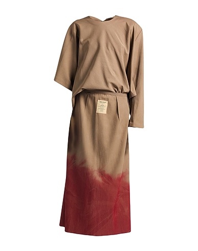 UMA WANG Long dress Khaki 76% Virgin Wool, 24% Cotton