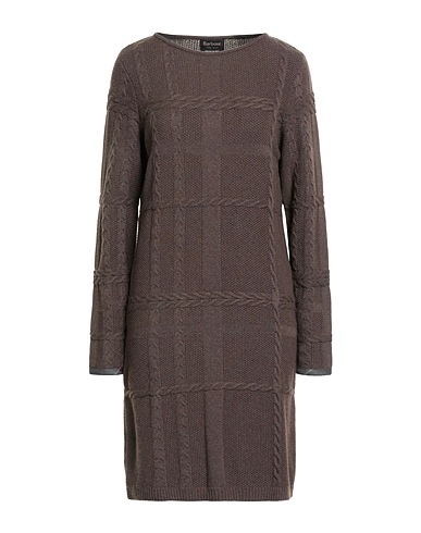BARBOUR Short dress WINTER TARTAN Brown 40% Wool, 30% Viscose, 20% Polyamide, 10% Cashmere, Polyester