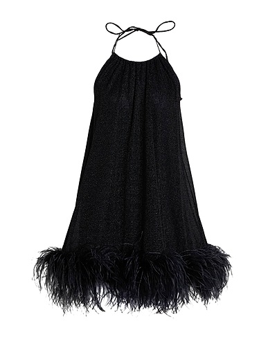 OSÉREE Short dress Black 64% Polyamide, 36% Metallic fiber, Ostrich feathers