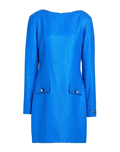 CHIARA FERRAGNI Sheath dress Azure 61% Wool, 28% Polyamide, 10% Polyester, 1% Other Fibres