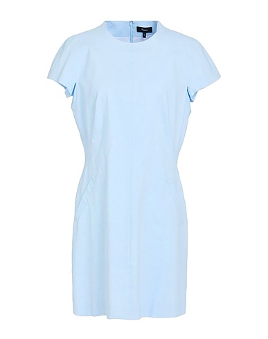THEORY Short dress Sky blue 62% Linen, 36% Viscose, 2% Elastane