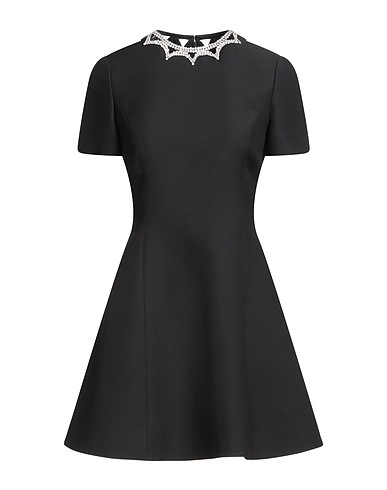 VALENTINO GARAVANI Short dress Black 65% Virgin Wool, 35% Silk, Polyester