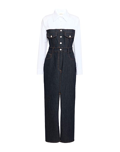 VICOLO Denim dress White 76% Cotton, 23% Polyester, 1% Elastane
