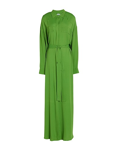 DONDUP Long dress Green 57% Acetate, 43% Silk