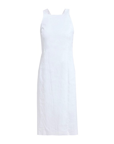 THEORY Midi dress White 66% Linen, 30% Viscose, 4% Elastane