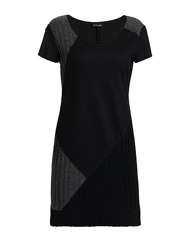 TER DE CARACTÈRE Short dress Black 50% Wool, 50% Polyester, Polyamide
