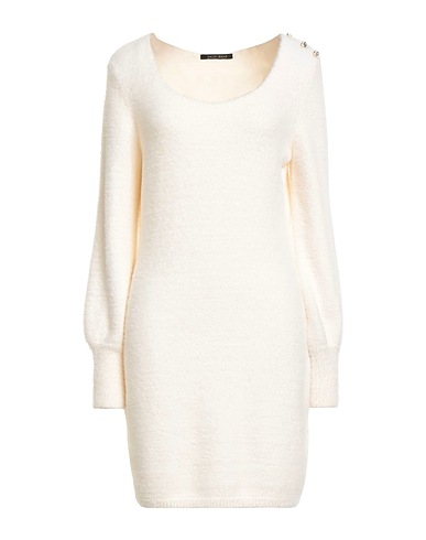 GAUDÌ Sheath dress JEANS White 63% Polyamide, 37% Acrylic