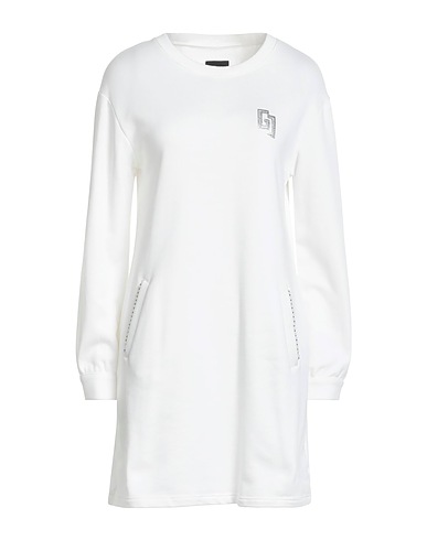 GAUDÌ Short dress JEANS White 70% Cotton, 30% Viscose