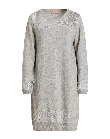TWINSET Short dress Grey 90% Wool, 10% Cashmere, Polyamide