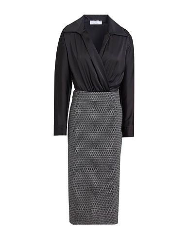 KAOS Midi dress Black 50% Polyester, 38% Cotton, 10% Polyamide, 2% Elastane