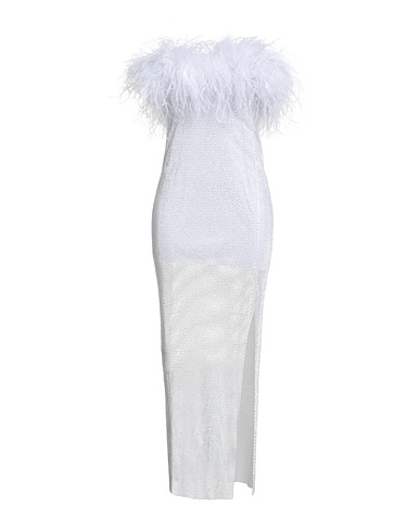 SANTA BRANDS Elegantes Kleid Silber 50% Kunststein, 30% Polyester, 20% Baumwolle, Straussenfedern, Truthahnfedern