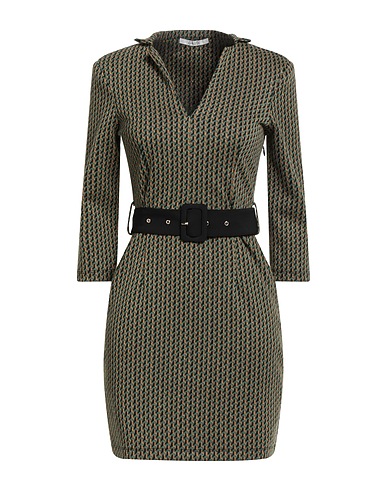 GAUDÌ Sheath dress Green 90% Polyester, 9% Metallic fiber, 1% Elastane