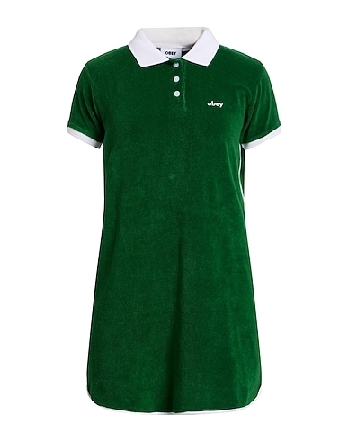 OBEY Short dress Green 80% Organic cotton, 20% Polyester