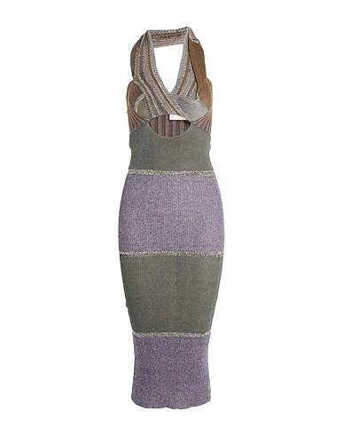 VIVIENNE WESTWOOD Midi dress Khaki 48% Linen, 30% Mako Cotton, 18% Rayon, 2% Pineapple fibre, 2% Hemp