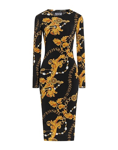 VERSACE JEANS COUTURE Midi dress Black 90% Viscose, 10% Elastane