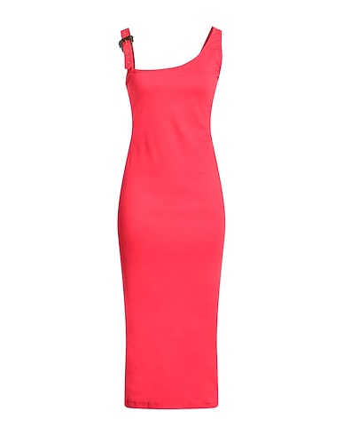 VERSACE JEANS COUTURE Midi dress Tomato red 52% Cotton, 40% Polyamide, 8% Elastane
