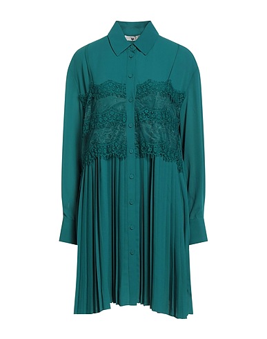 TWINSET Shirt dress Emerald green 100% Polyester, Cotton, Polyamide