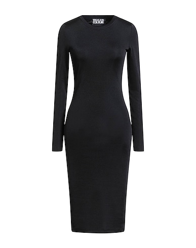 VERSACE JEANS COUTURE Midi dress Black 50% Cotton, 50% Polyester