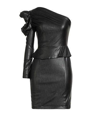 HANITA One-shoulder dress Black 97% Polyester, 3% Elastane