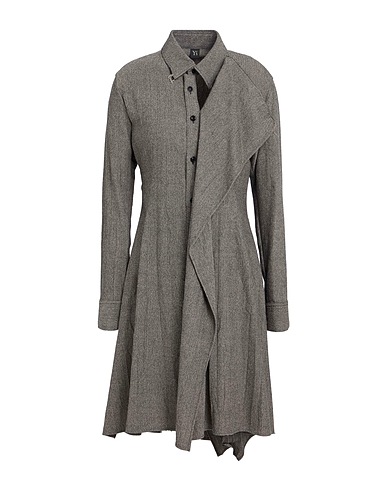 Y'S YOHJI YAMAMOTO Midi dress Grey 98% Wool, 1% Polyurethane, 1% Nylon