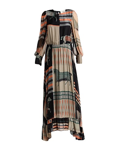 5 PROGRESS Long dress Black 50% Silk, 50% Viscose