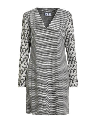 NIŪ Short dress Grey 41% Viscose, 30% Polyester, 20% Cotton, 8% Polyamide, 1% Elastane