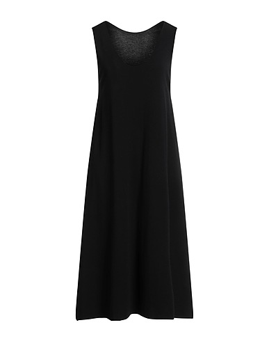 BASE MILANO Vestido midi Negro 82% Viscosa, 18% Poliéster