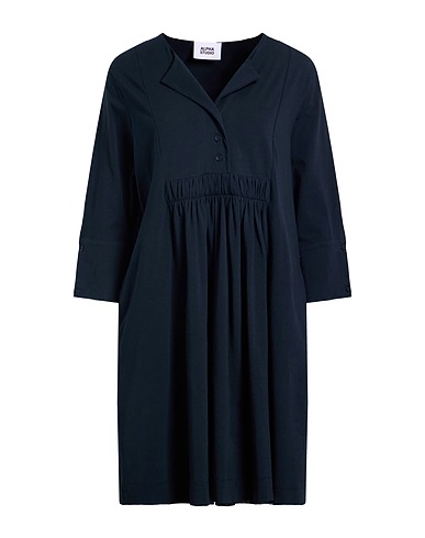 OTTOD'AME Short dress Midnight blue 95% Cotton, 5% Elastane