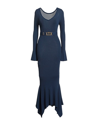 TWINSET Long dress Navy blue 65% Polyester, 35% Polyamide