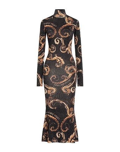VERSACE JEANS COUTURE Long dress Black 81% Viscose, 11% Polyamide, 6% Metallic Polyester, 2% Elastane
