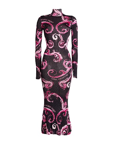 VERSACE JEANS COUTURE Long dress Dark brown 81% Viscose, 11% Polyamide, 6% Metallic Polyester, 2% Elastane