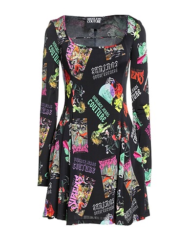 VERSACE JEANS COUTURE Short dress Black 91% Viscose, 9% Elastane