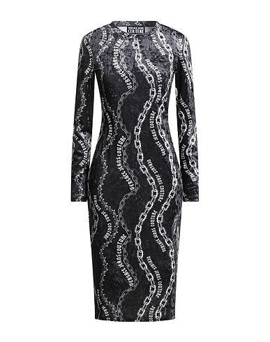 VERSACE JEANS COUTURE Midi dress Black 95% Polyester, 5% Elastane