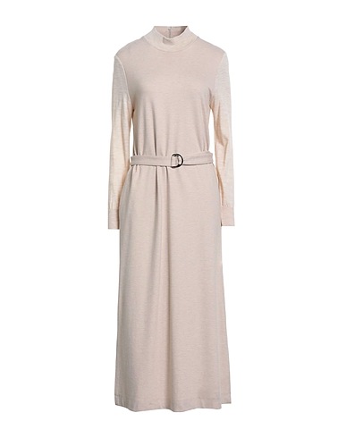 CAPPELLINI by PESERICO Midi dress Beige 78% Viscose, 14% Virgin Wool, 8% Polyamide
