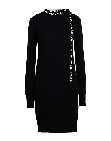 ICE PLAY Sheath dress Black 33% Viscose, 23% Polyamide, 20% Cotton, 20% Wool, 4% Cashmere