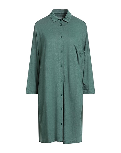 MAJESTIC FILATURES Shirt dress Emerald green 94% Linen, 6% Elastane
